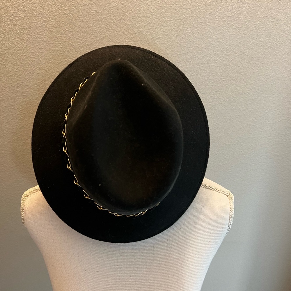 Black 100% wool Fedora hat